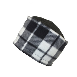Warm Hat. Fleece hat by Luvcali. Black & White plaid.