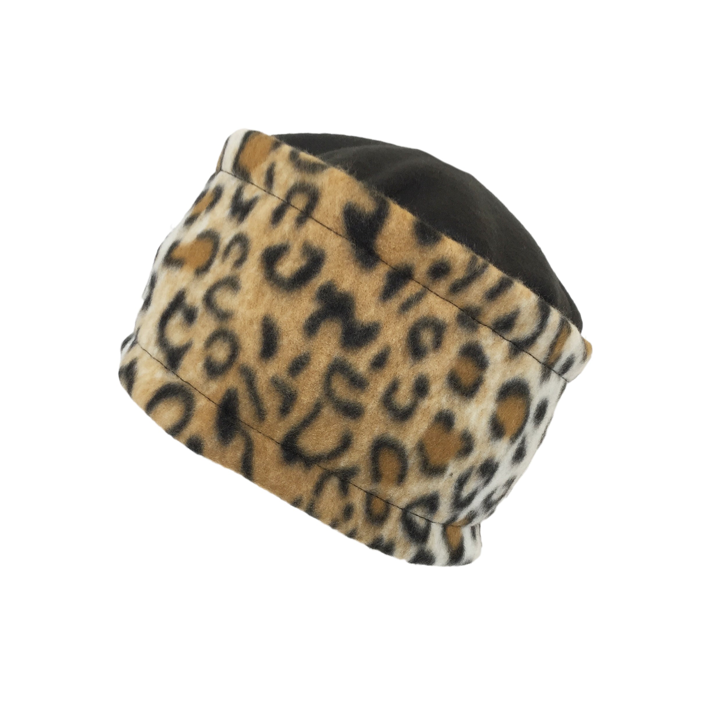 Warm Hat. Fleece hat by Luvcali. Creamy gold cheetah.