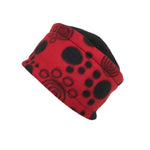Warm Hat. Fleece hat by Luvcali. red paw prints.