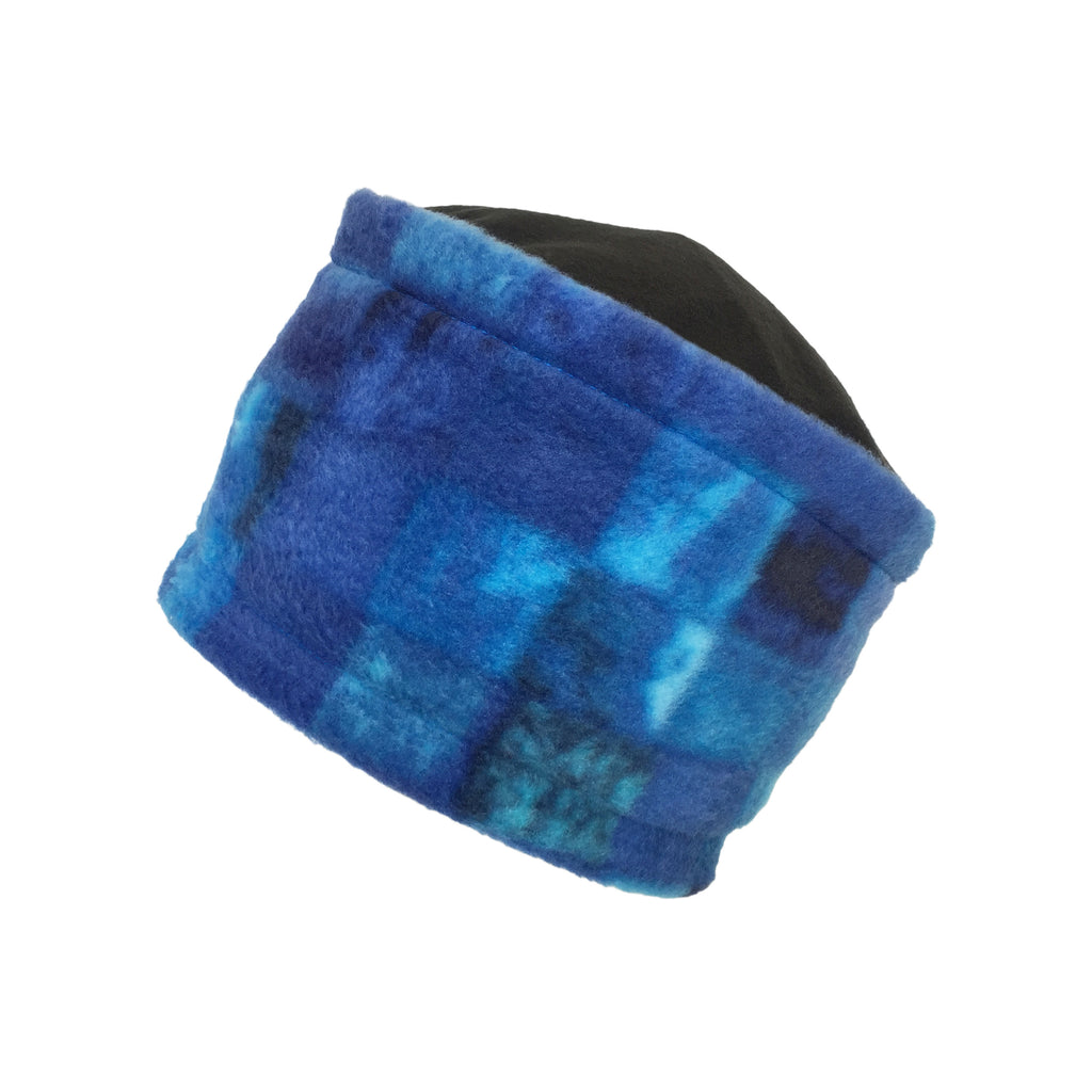 Warm Hat. Fleece hat by Luvcali. royal blue print.